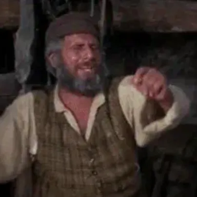 Tevye from Fiddler on the Roof snapping his hands back and forth in a dance